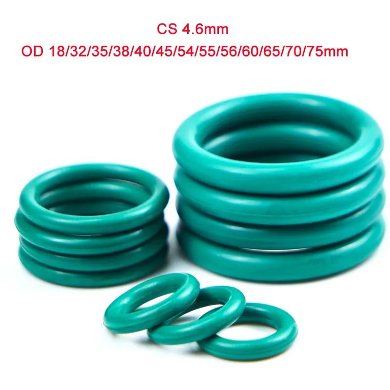 

1Pcs Green FKM Fluorine Rubber O-Ring Oil Sealing Gasket CS4.6mm OD 18~75mm O Ring Seal Gasket Rings Fuel Washer