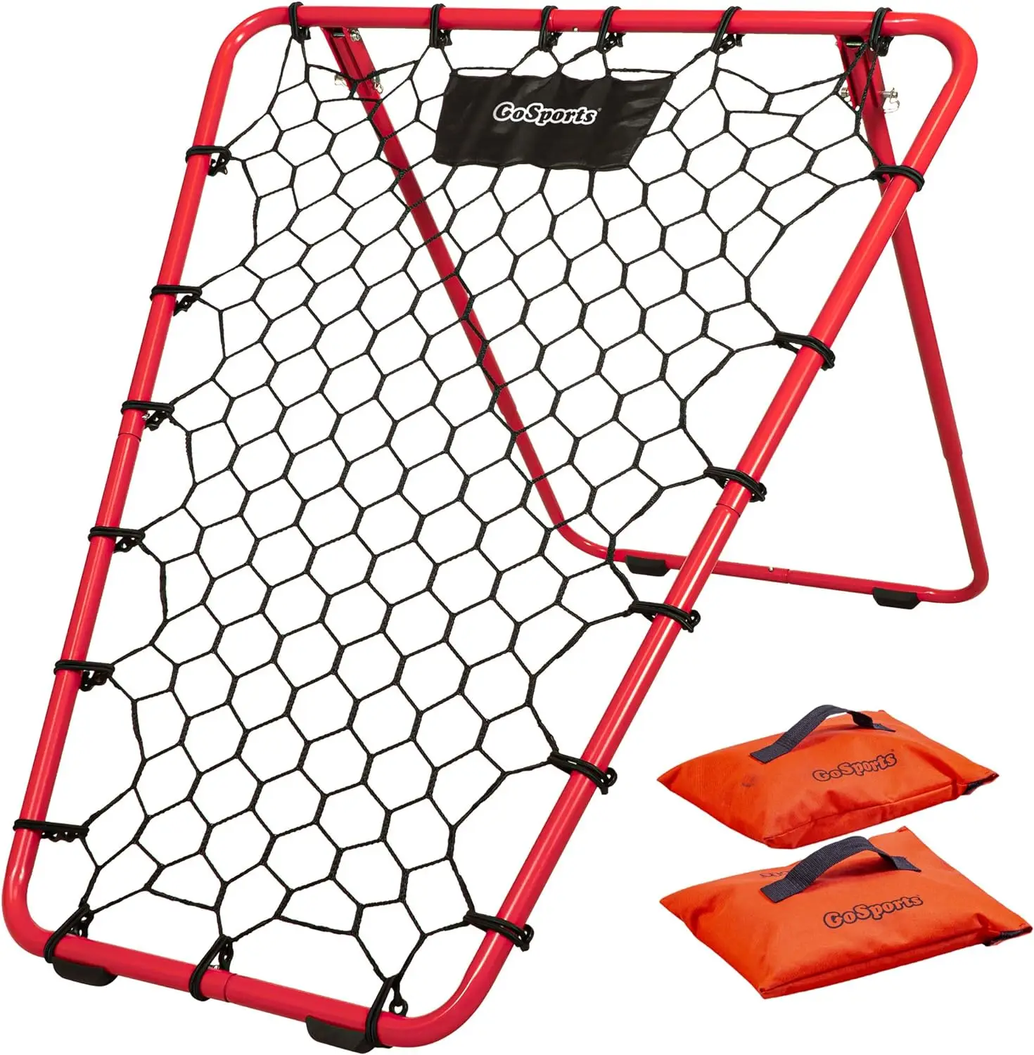 

Basketball Rebounder with Adjustable Frame, Rubber Grip Feet and Sandbags - Portable Passback Training Aid
