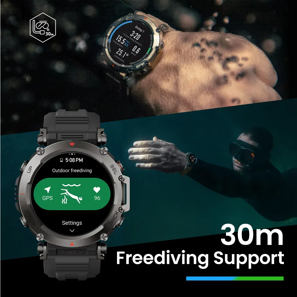 Фото Оригинальные умные часы Amazfit T-Rex Ultra, прочные уличные военные двухдиапазонные GPS 162, спортивные режимы, умные часы 99% новых, без коробки №5