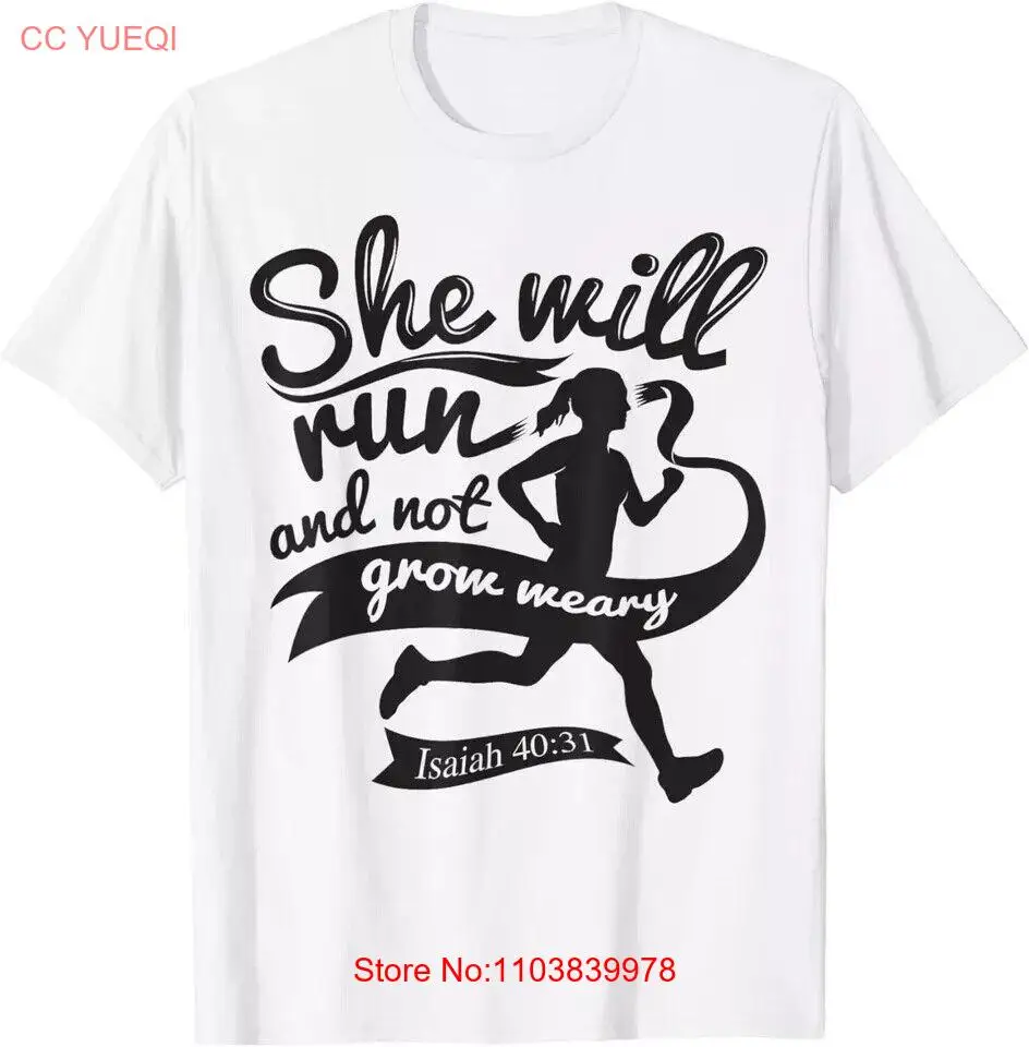Милая футболка унисекс с надписью She Will Run And Not Grow Weary