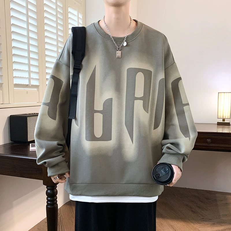 Модные мужские повседневные толстовки весна-осень 2024 для молодежи свободные