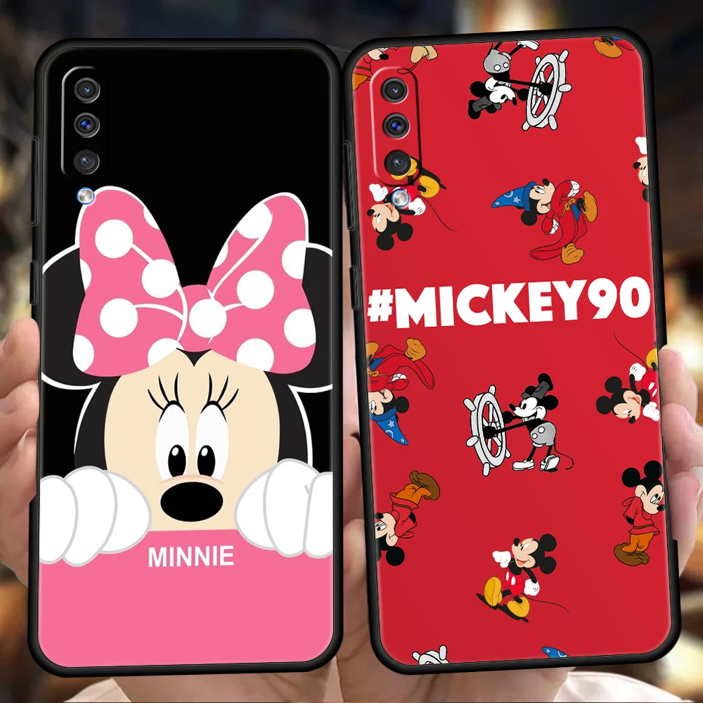 

Mickey Minnie Phone Case For Samsung Galaxy A53 A73 A33 A23 A13 A12 A22 A02 A50 A70 A20 A10 A20S 5G Black Silicone Cover Fundas