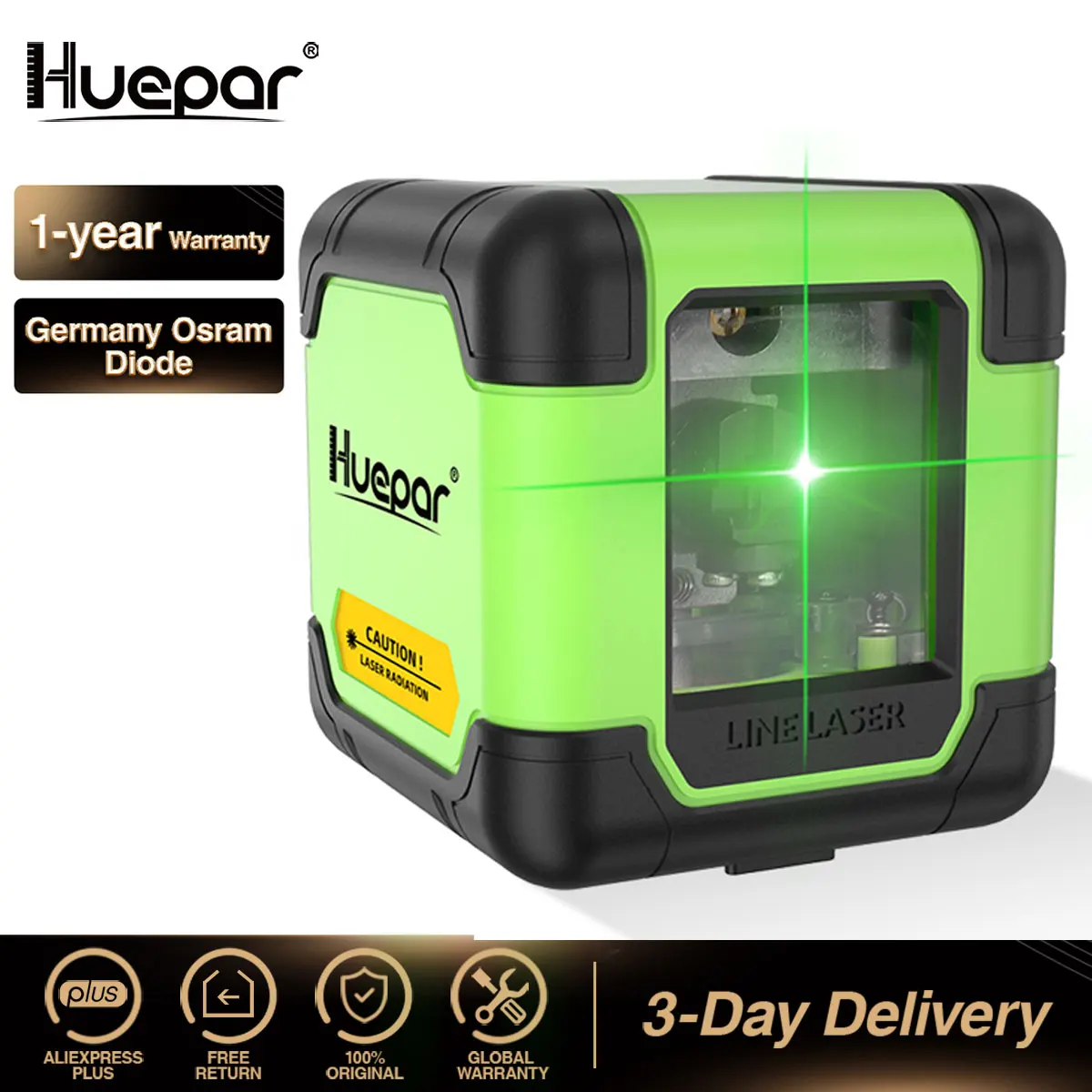 

Huepar 2 Lines Laser Level Professional Cross Line Horizontal & Vertical Green Red Beam Use One-Button Laser Tool Nível do laser