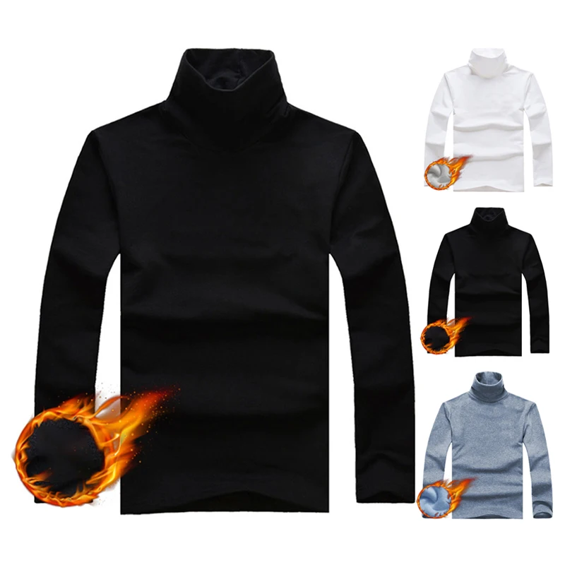 

Fashion Men's Casual Slim Fit Basic Turtleneck Knitted Sweater High Collar Pullover Male Autumn Winter Tops Basic Bottoming