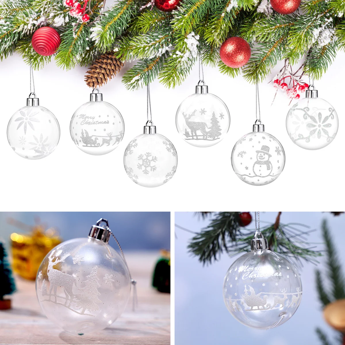 

Toyvian 36pcs 6cm Christmas Balls Ornaments Eco-friendly Shatterproof Christmas Decorations Xmas Ball Baubles Small Hanging