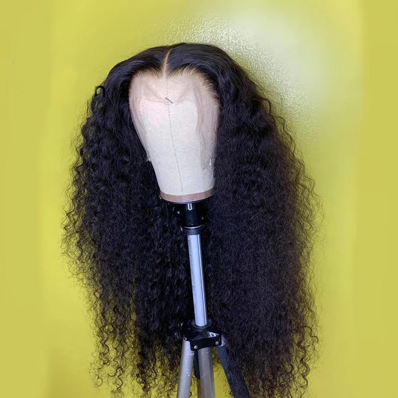 

26Inch 180%Density Long Black Kinky Curly Synthetic Lace Front Wig For Women With Baby Hair Heat Resistant Fiber Hair Daily Wig