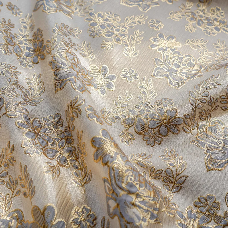 

Broze Metallic Thread Gold Rose Flower Jacquard Fabric Brocade for Dress Making 145cm Wide - Sold By The Meter
