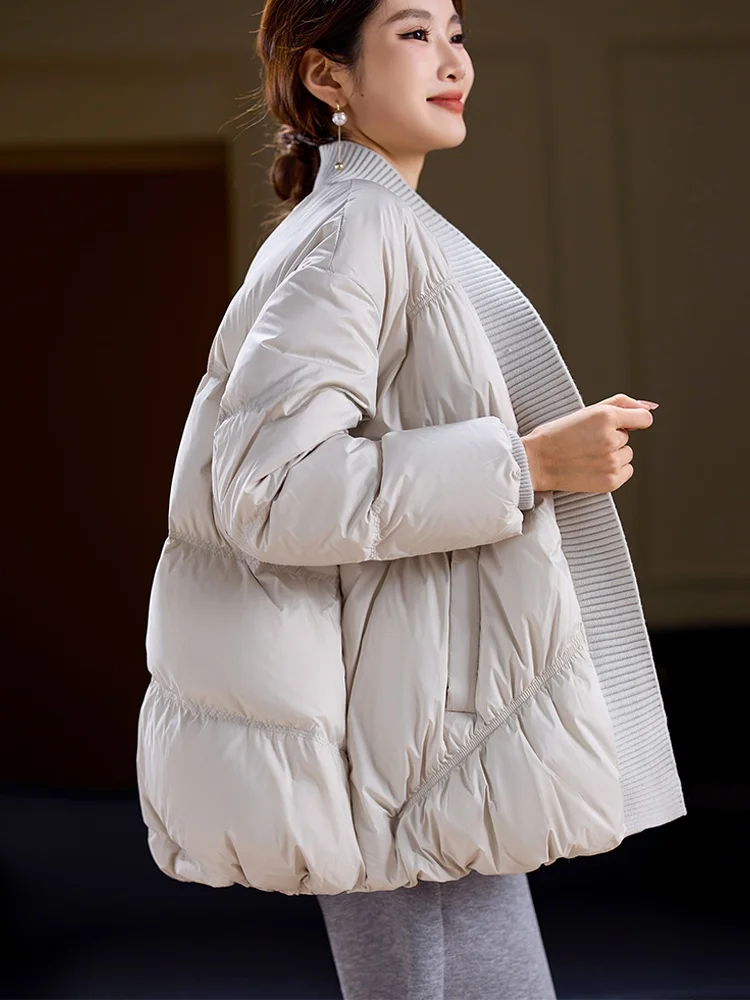 Модный утолщенный пуховик из простого дерева в стиле пэчворк женский зимний