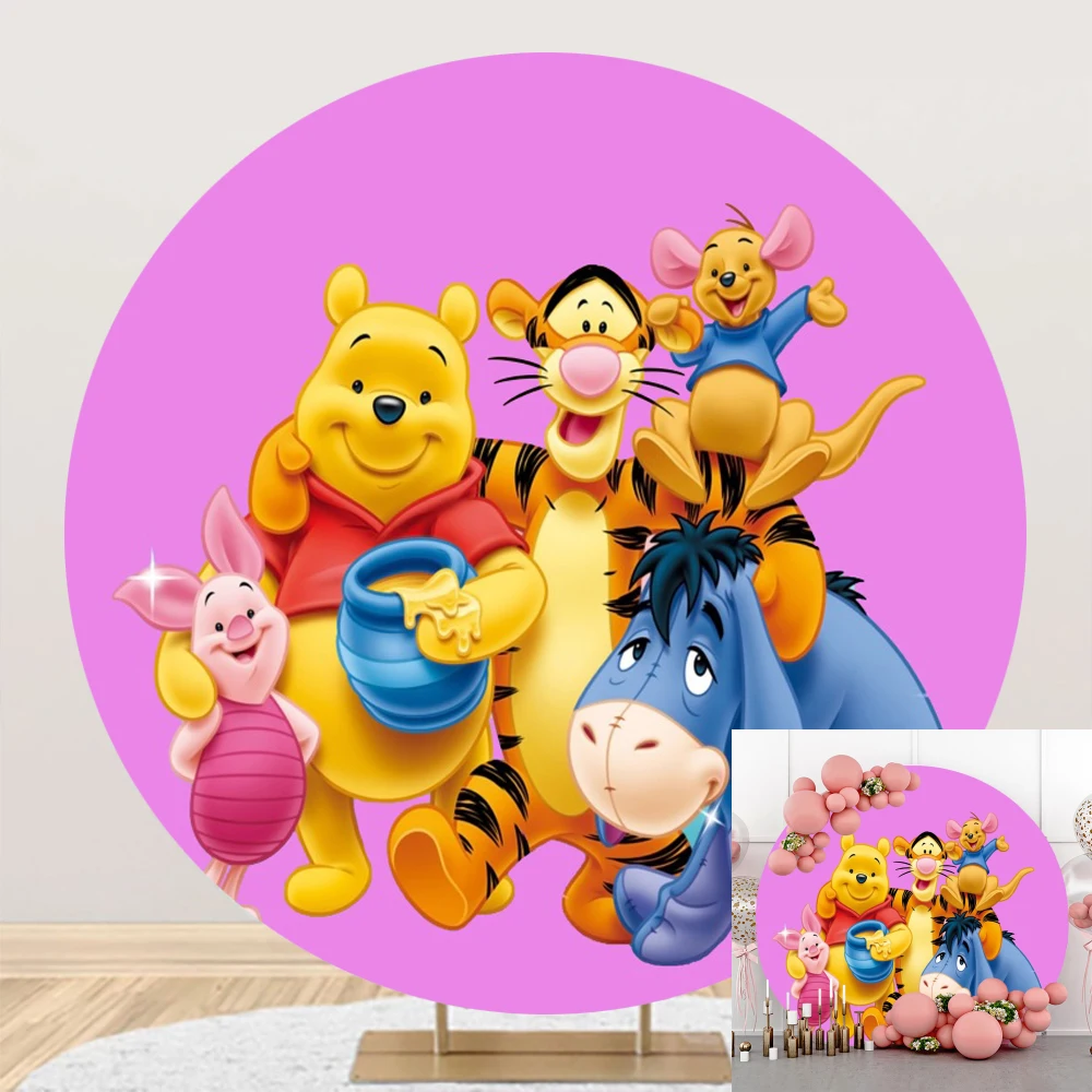 

Disney Winnie The Pooh Piglet Circle Background Tigger Birthday Party Decoration Banner Round Photography Backdrop Photo Studio