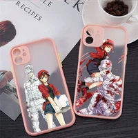 cells at work anime phone case matte transparent for iphone 11 12 13 7 8 plus mini x xs xr pro max cover