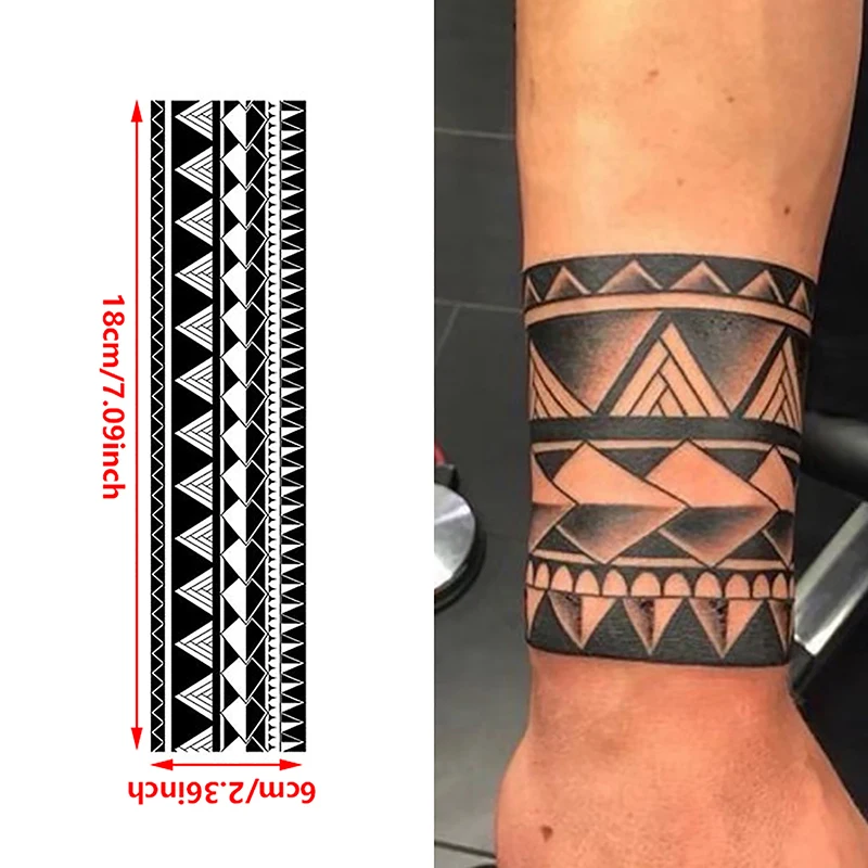 

Черно-белое кольцо на руку с геометрическим рисунком, временная татуировка для мужчин и женщин, индивидуальные водонепроницаемые тату-наклейки на бедра