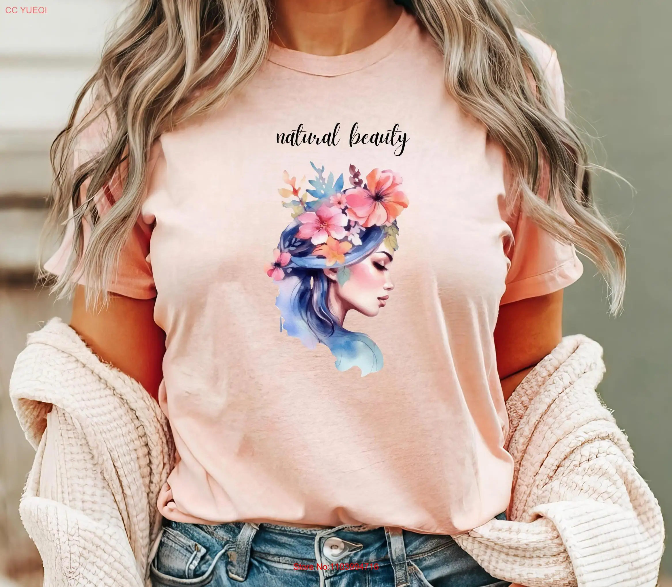 Женская футболка Natural Beauty Selflove Flower Blumen Nature с длинными или короткими рукавами