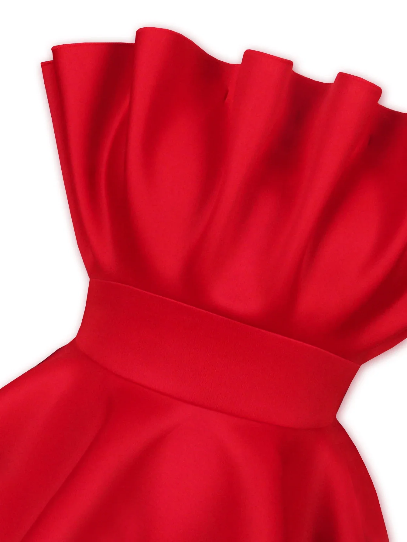 Женское облегающее платье без бретелек зеленое с открытой спиной и оборками