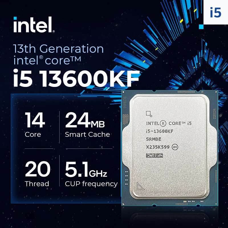 13th generation Intel ® Core ™ i5-13600KF processor 24 M cache, Rui frequency up to 5.10 GHz brand new with no cooler