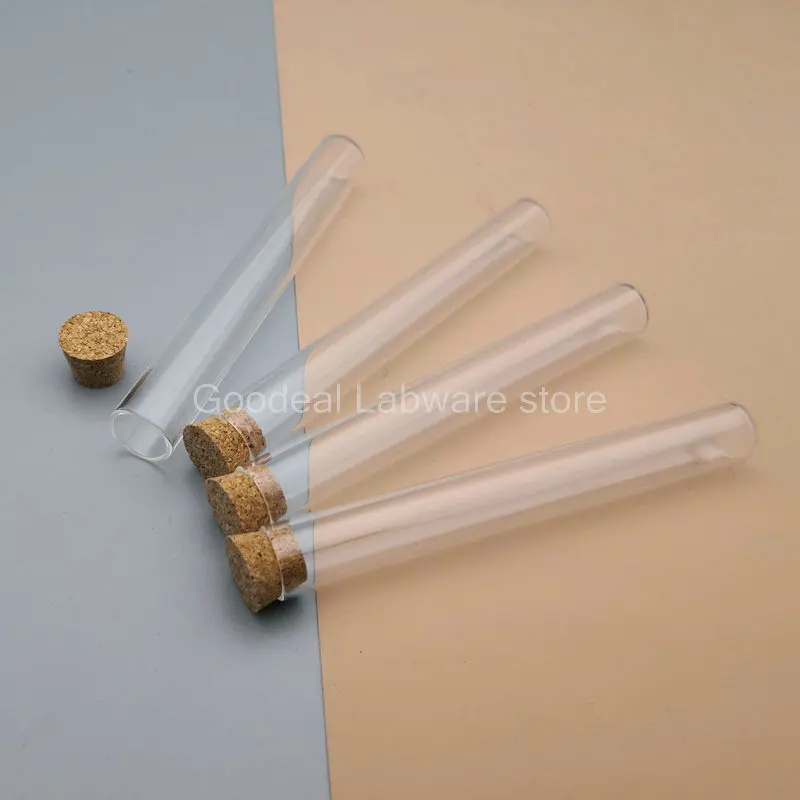 Лабораторные пробирки из стекла толщиной 13x100 мм с плоским дном и пробковыми