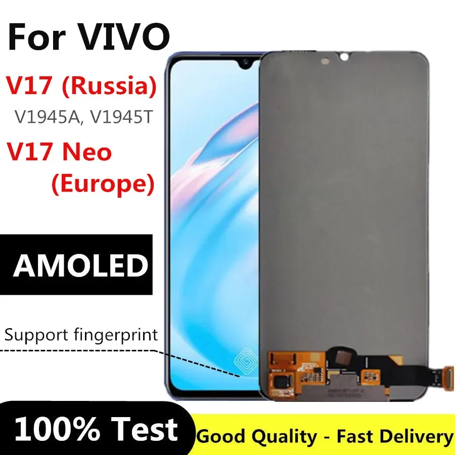 ЖК-дисплей с сенсорной панелью для vivo V17 Neo Europe экран дигитайзером Россия V1945A V1945T
