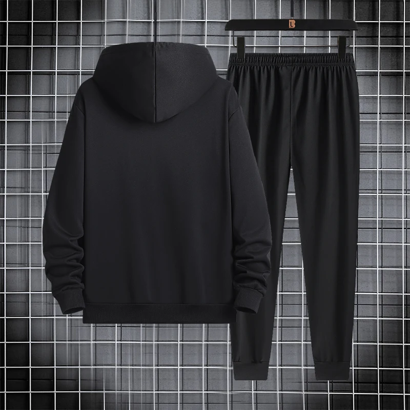 Spring Autumn Men's 2 Pieces Sets Tracksuit Hooded Sweatshirt +Drawstring Pants Male Sport Hoodies Running Casual Sportswear Men