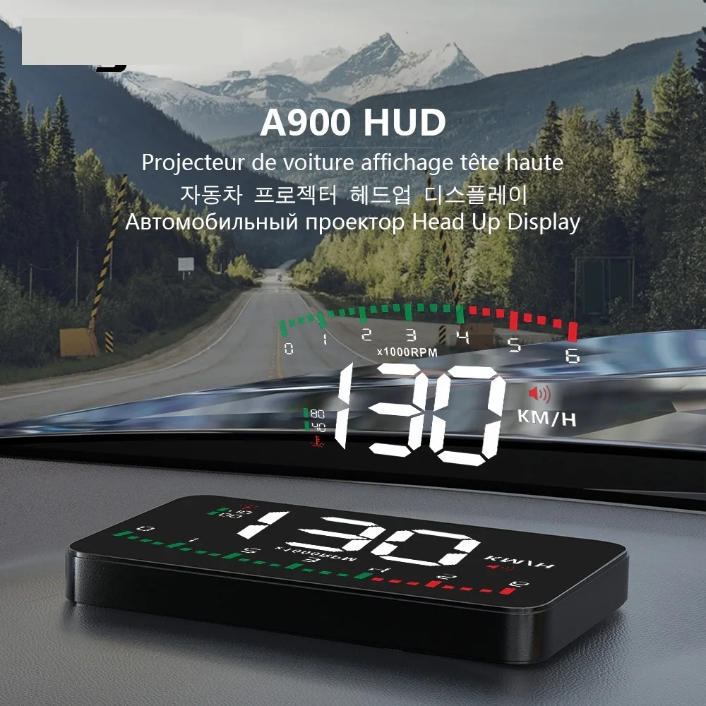 

GEYIREN A900 Auto Hud Display Car Projector Alarm EOBD OBD2 Head Up Display Speedometer Windshield Electronic Accessories