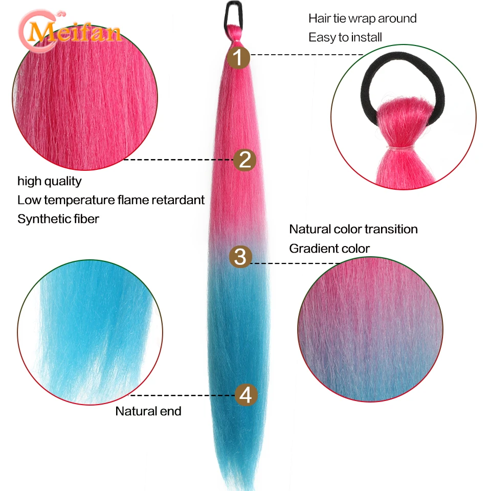 MEIFAN синтетический цветной Плетеный удлинитель конского хвоста желтые светлые