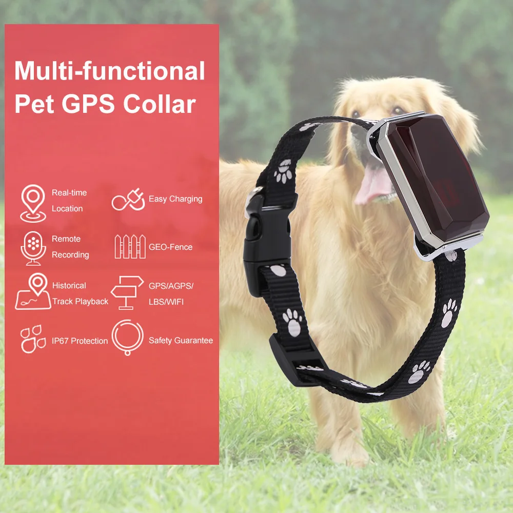 GPS Tracker GSM Pet AGPS LBS Wifi Position Collar IP67 Multiple Positioning Mode Geo-Fence SOS Realtime Dog Cat |