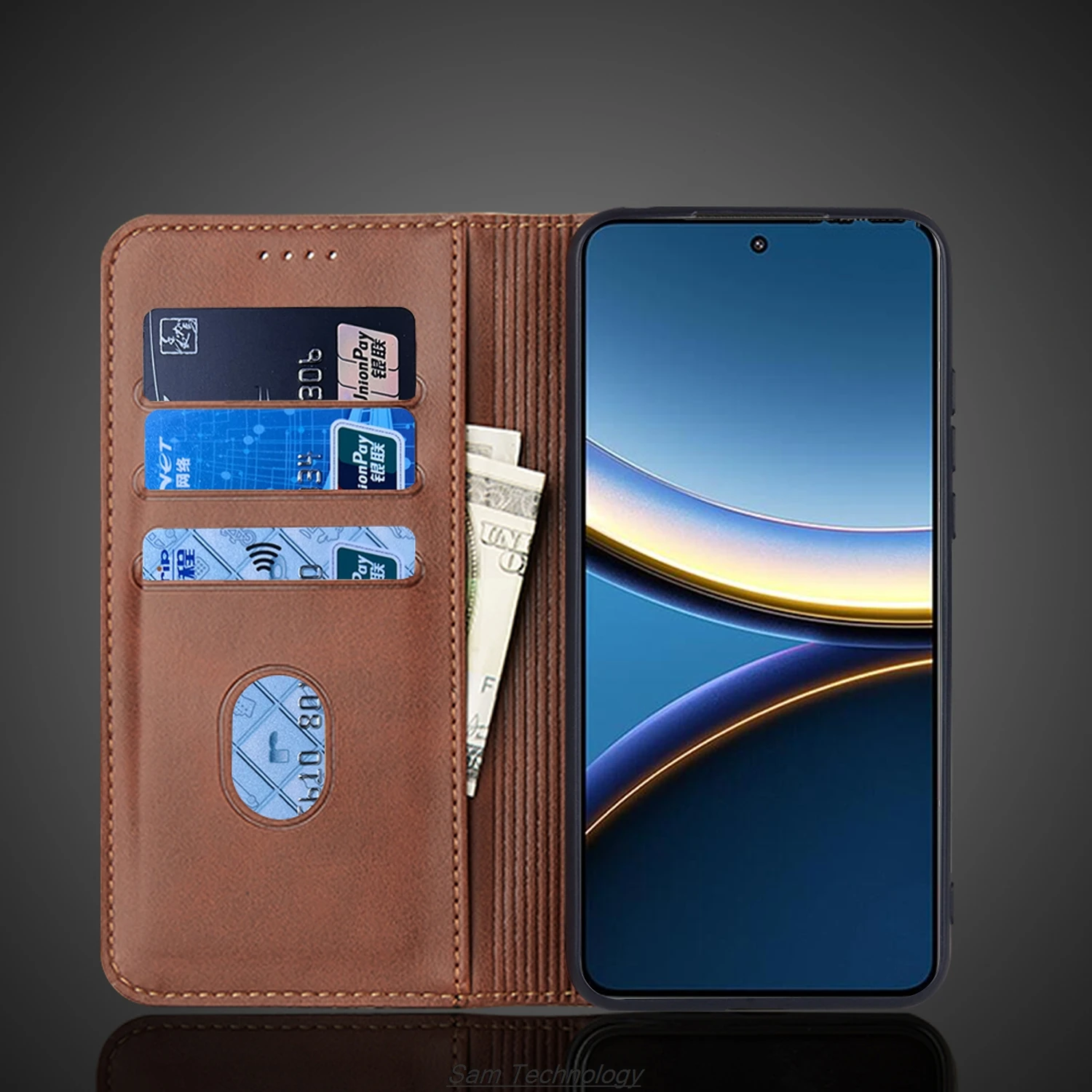 Фото Кожаный чехол с магнитным притяжением для Xiaomi POCOPHONE POCO F7 Pro F7Pro, кобура с откидной крышкой, чехол-кошелек, сумки Capa Fundas Coque №5