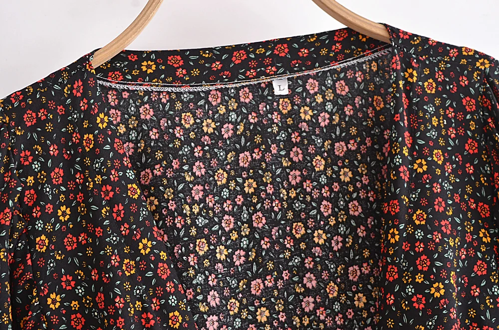 Винтажные шикарные женские черные богемные блузки из вискозы с цветочным