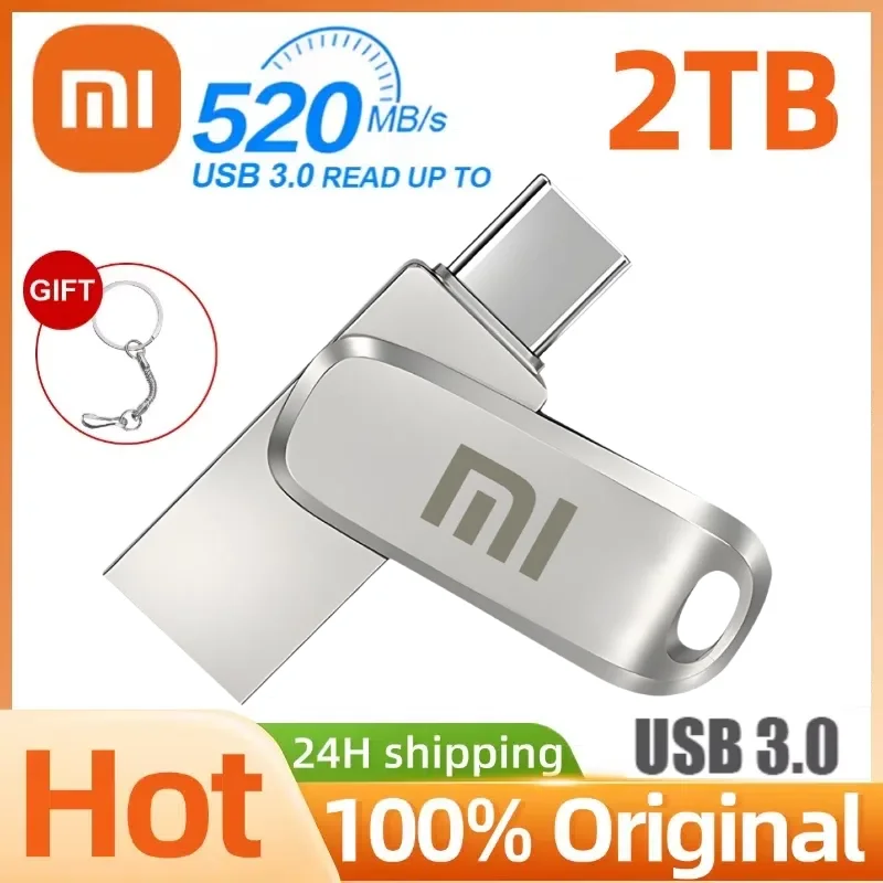 USB-накопитель Xiaomi Type C Pen Drive OTG 2TB для телефона Android 1TB 128GB 512GB Pendrive Siliver Memory Stick