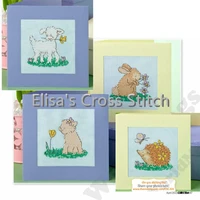 cd185 14ct diy greeting card art popular full set crossstitch greeting cardbirthday christmas gift animals