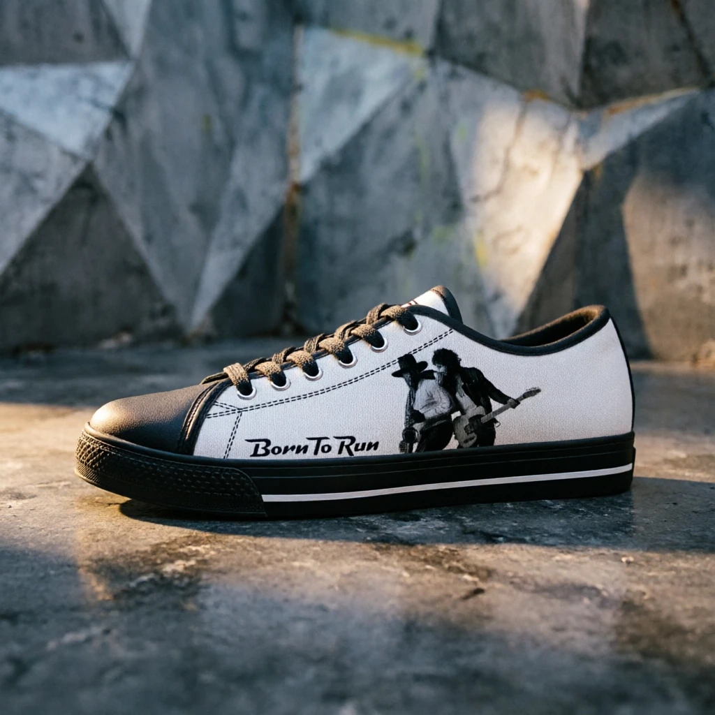 Фото Кеды Born To Run Rock Legend Canvas Shoes, повседневные кроссовки унисекс, тематические кроссовки в стиле Брюса Спрингстина, мужская и женская обувь №1