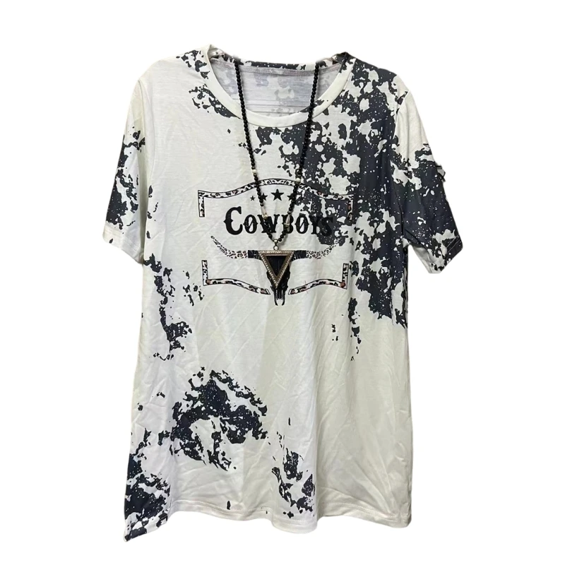 

O-Neckline Daily Cowboy Jokers Shirts Sleeves Loose Fit Casual Style Top