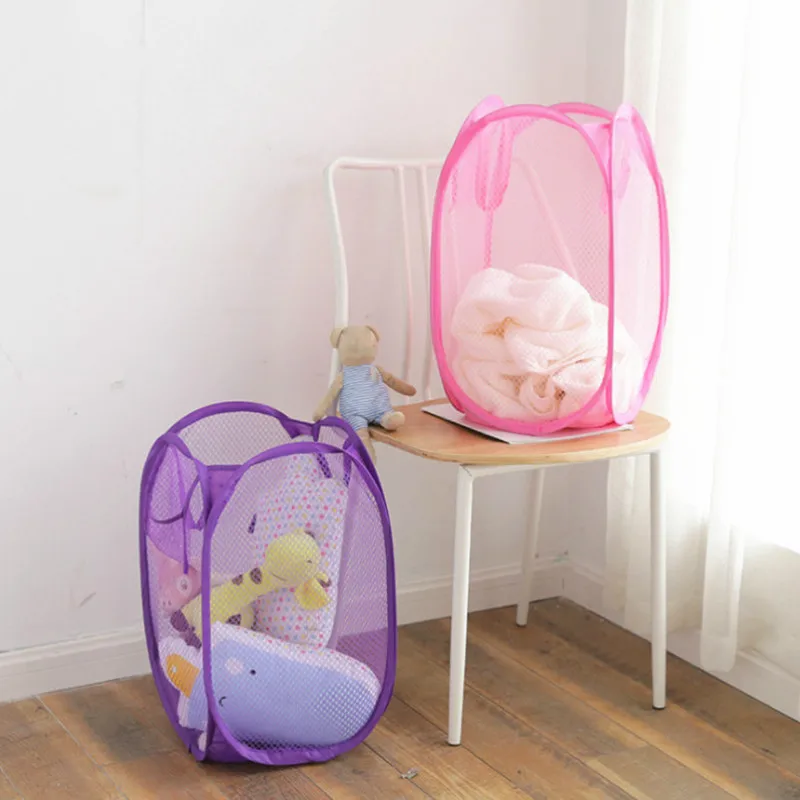 

Folding Laundry Basket Organizer Dirty Clothes Bathroom Cloth Mesh Storage Basket Children Toys Sundry Collection Organizer Bag