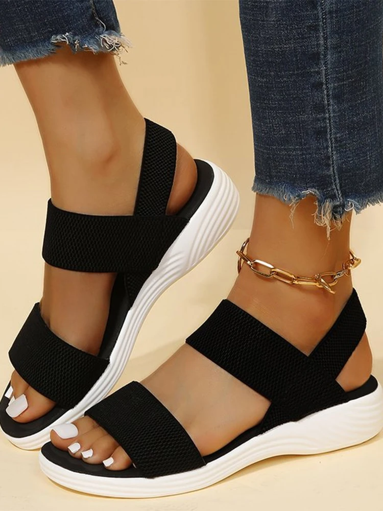 Mesh Women Sandals New Casual Sports Shoes 2022 Summer Thick Soft Wedges...