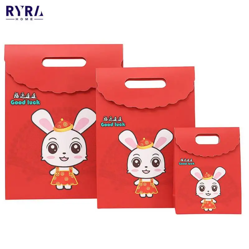

2023 New Rabbit Year Cartoon Gift Bag Handbag New Year Gift Bag Paper Bag Spring Festival Gift Bag Packaging Bag Gift Bag Hot