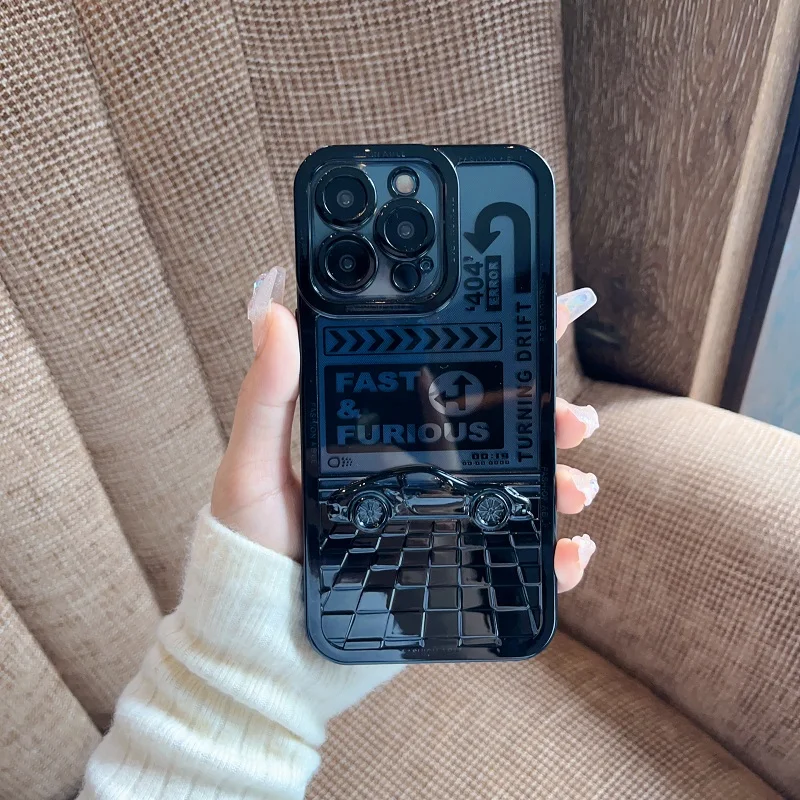 

Cyberpunk 3D Sports Car Pattern Soft Case For iPhone 14 Pro Max 13 12 X XS XR 6 7 8 Plus Cover Transparent Plating Phone Case