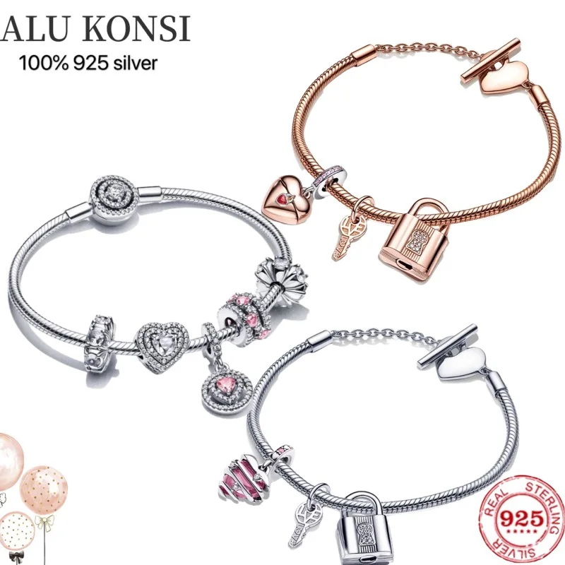 

2022 Hot Sale 100% 925 Sterling Silver pan Bracelet for Women Fit Original Design snake Charms Bangle DIY high quality Jewelry