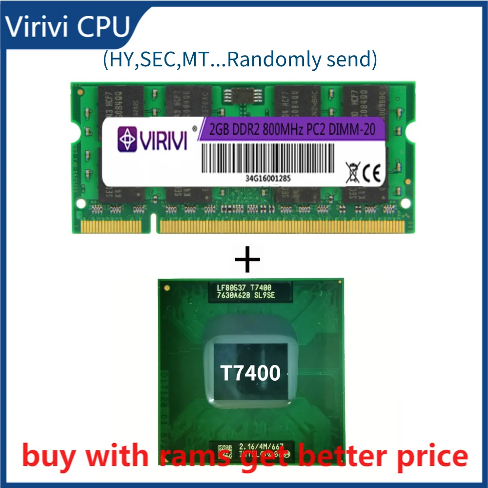 

Двухъядерный двухпоточный процессор DDR2 2G 800 МГц с T7400 SL9SE 2,1 ГГц, 4 МБ, 34 Вт, разъем M / mPGA478MT