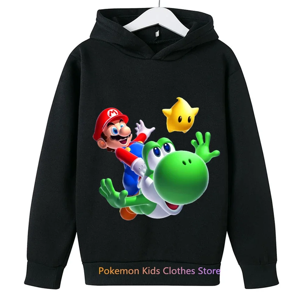 

Толстовка с капюшоном Super Mario Bros, детская одежда, свитер для девочек и мальчиков, одежда с длинным рукавом, Мультяшные детские топы в стиле Харадзюку, весна-осень