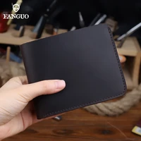 crazy horse leather mens wallet handmade genuine leather card slot short wallet for male simple bifold money bag