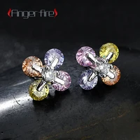 fashion silver plated colorful four corner connection womens earrings anniversary gift beach party jewelry working noble