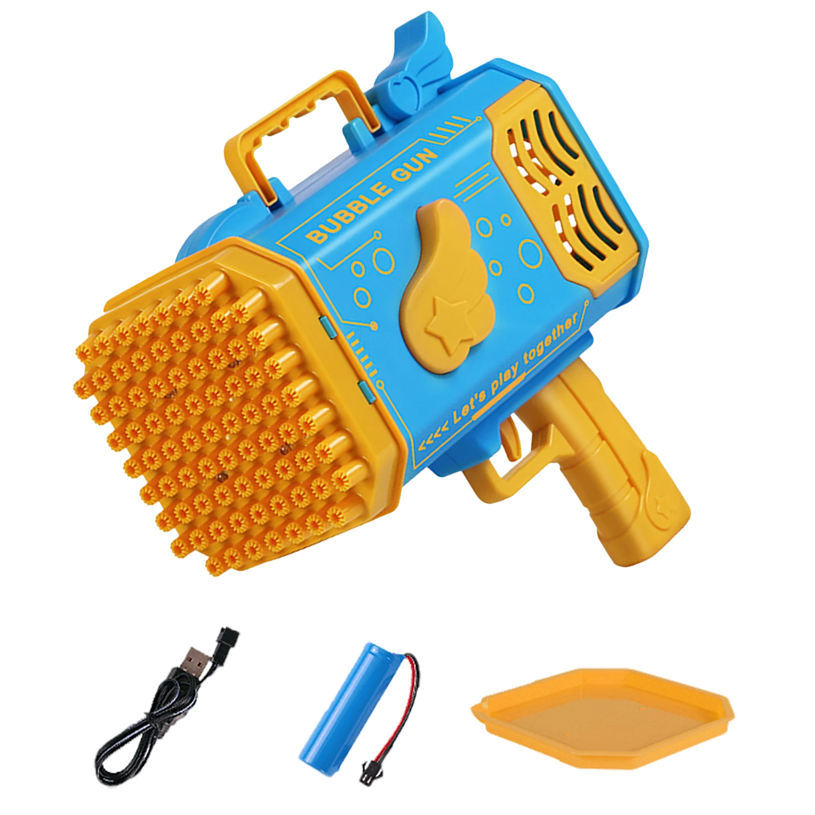 

77-Hole Electric Bubble Guns Rechargeable Bubble Machine With LED Lights Electric Bubble Blower Toys For Kids Summer Outdoor