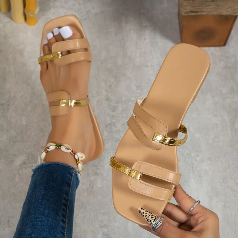 

Женская обувь размера плюс 43, новинка 2023, летние женские тапочки на плоской подошве, повседневные модные пляжные тапочки для улицы, женская обувь для женщин