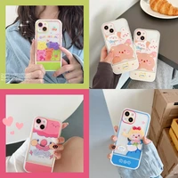 cute cartoon bear rabbit clear invisible folding stand phone case for iphone 11 12 13 pro max xs xr x shockproof soft tpu cover