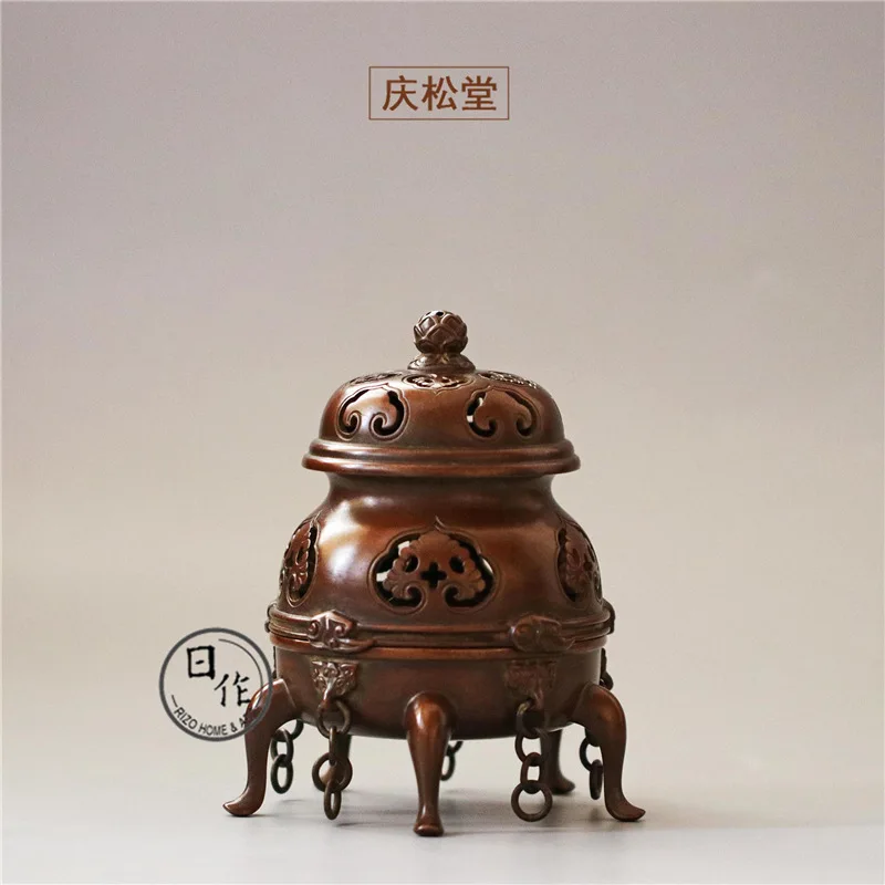 Фото Курильница Hu Qingsong из чистой фотолампы, Императорская печь из красной меди, курильница для дома, курильница из сандалового дерева №1