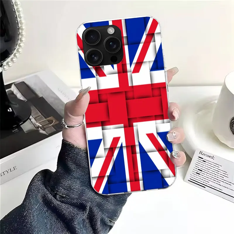 Фото Мягкий чехол для телефона с флагом Великобритании (Юнион Джек) для iPhone 11, 17 Air, 17E, 16E, 16 Pro Max, 15+, 14 Plus, 13, 12, Apple 7, SE, 8. №3