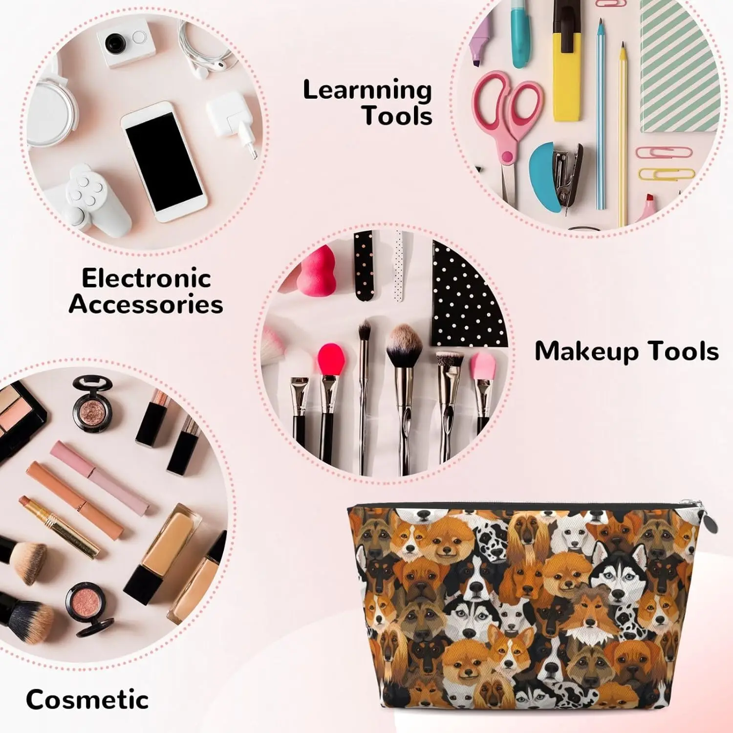 Собаки разные поры косметичка для женщин дорожный размер туалетные