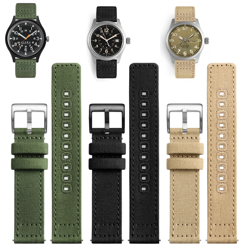 

Quick release watch band For Hamilton Khaki Field H70605731 H70605993 Seiko Canvas strap Nylon watchband Chain Bracelet 20mm 22m