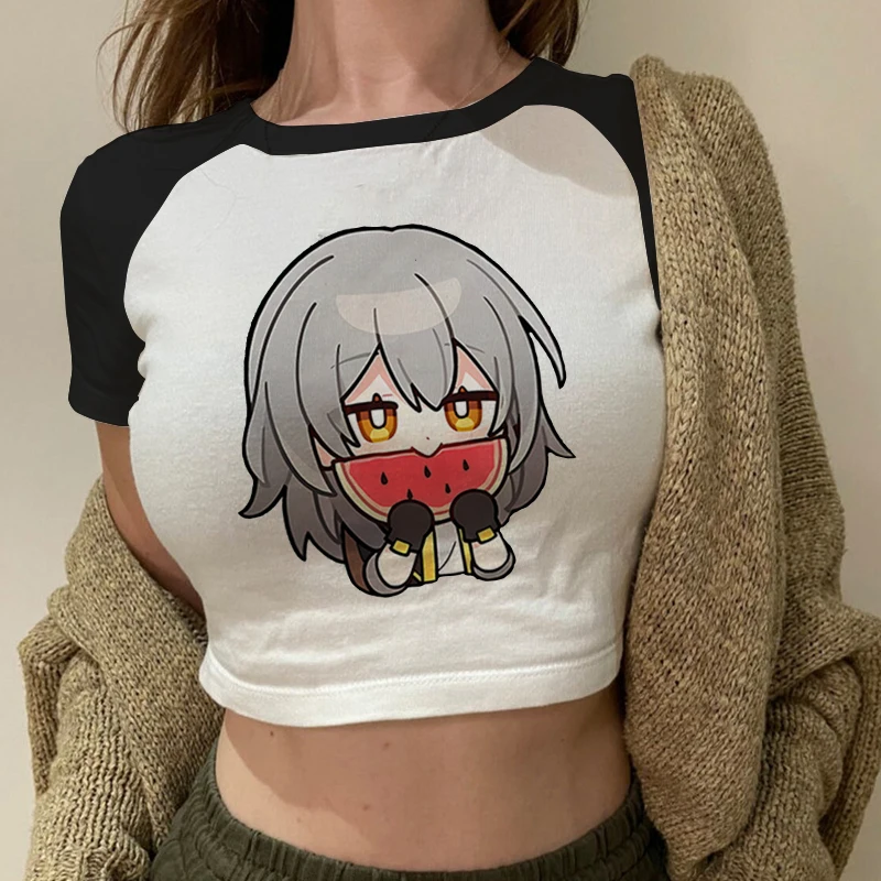 Футболка женская с круглым вырезом и коротким рукавом тенниска из аниме Game Honkai Star