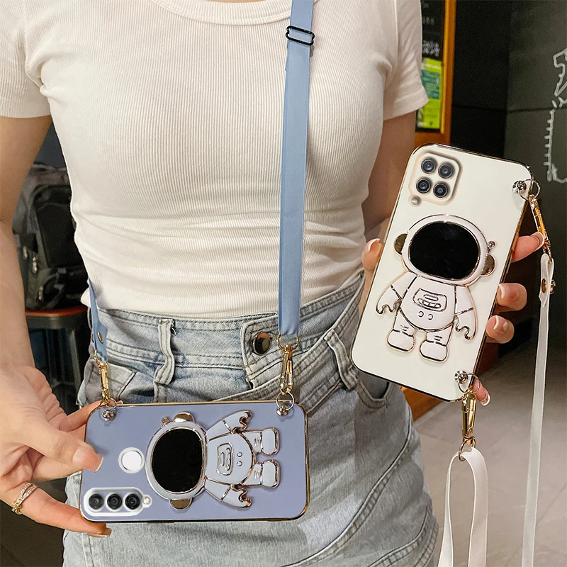 

Astronaut Crossbody Lanyard Phone Holder Case For Huawei P40 P20 P30 Lite P50 Pro P30lite Nova 6 Se 3E 4E 3i 10i Stand Cover