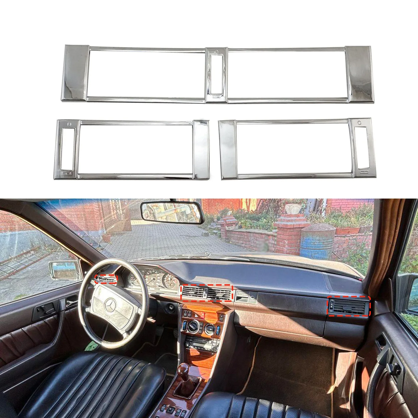 

Для Mercedes Benz W124 300E 500E 1986-1994, автомобильные хромированные аксессуары из АБС-пластика, вентиляция, кондиционер, Крышка вентиляционного отверстия, вставка
