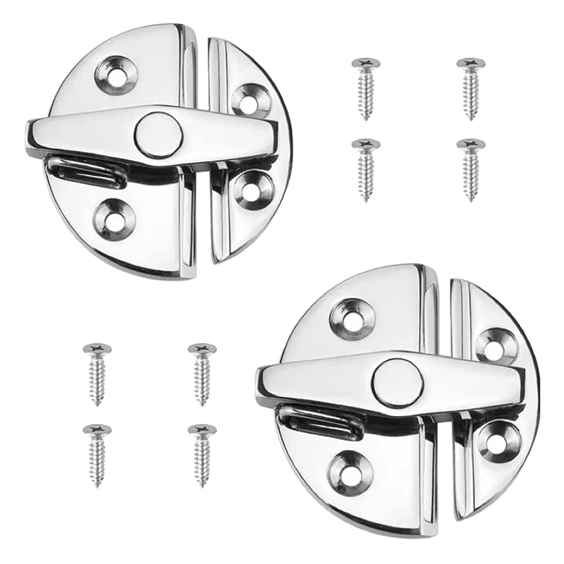 

2Piece Boat Door Cabinet Hatch Round Turn Button Twist Catch Latch Marine Boat Hinges Silver